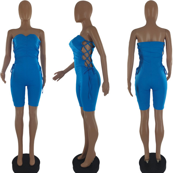 Fashion casual pleated strappy jumpsuit S946