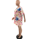 Oversized loose fashion printed dress Q5249