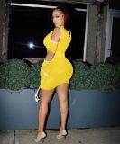 Solid color irregular tight sexy dress MN1095