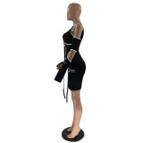Solid color irregular tight sexy dress MN1095