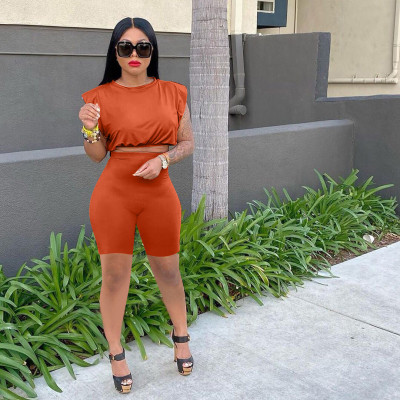Two-piece set shoulder pad sleeveless fashion casual set Q5252