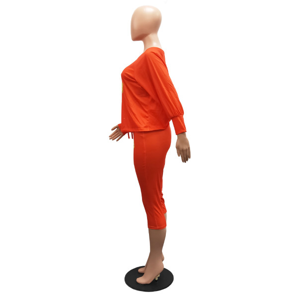 Sloping shoulder loose plus size women's fashion casual suit two-piece suit H1649
