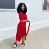 Irregular jacket + jumpsuit two-piece suit casual sexy solid color MN1092