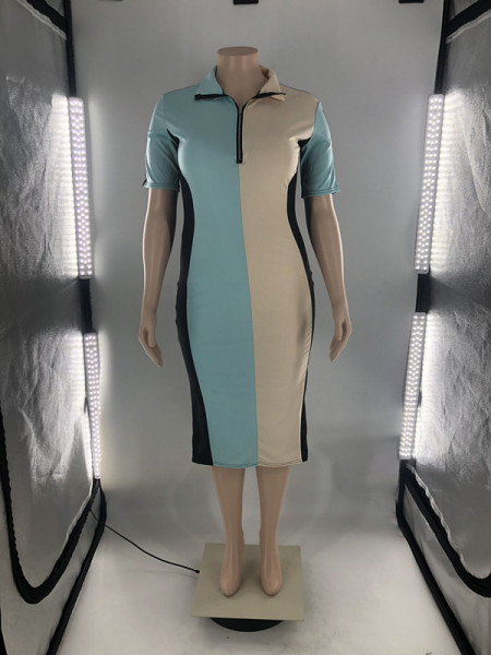 Fashion stitching dress S6287