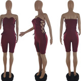 Fashion casual pleated strappy jumpsuit S946