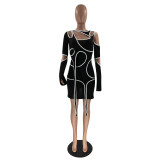 Solid color irregular tight sexy dress MN1095