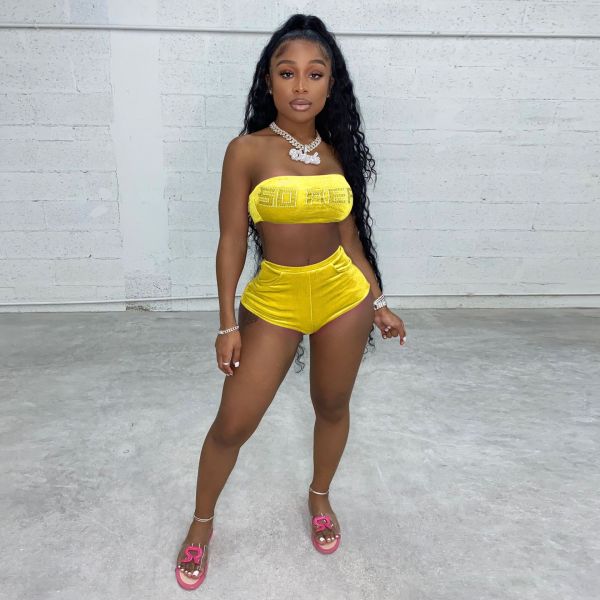 Letter hot diamond shorts yoga pants suit two-piece suit H1652