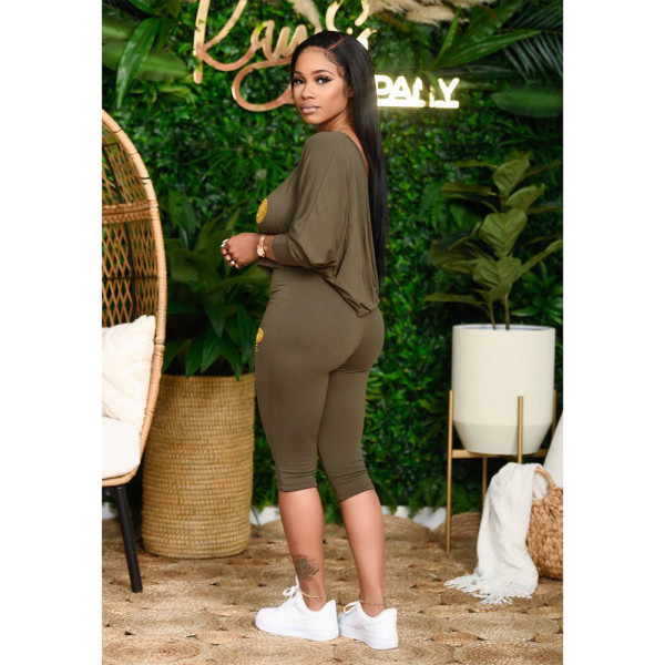 Sloping shoulder loose plus size women's fashion casual suit two-piece suit H1649