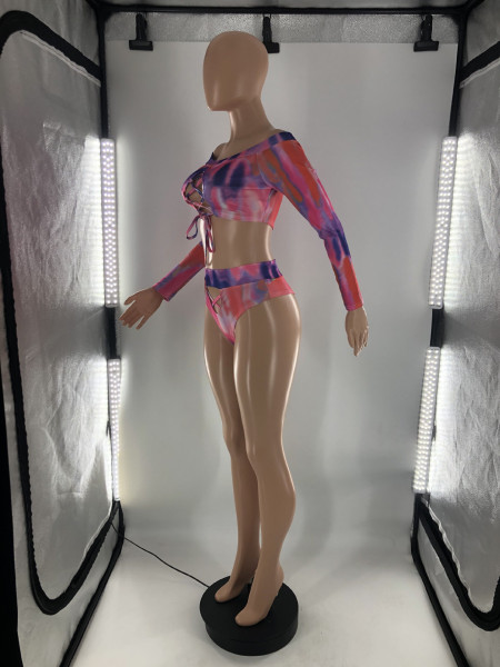 Split sexy gradient strappy bikini swimsuit S6290
