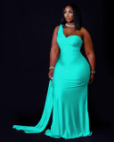 Solid color irregular one-shoulder dress PQ8655