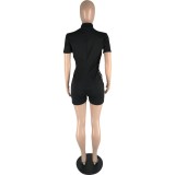 Sport leopard print stitching shorts jumpsuit LSN7105