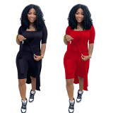 Irregular jacket + jumpsuit two-piece suit casual sexy solid color MN1092