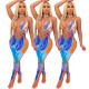Fashion tie-dye wrap chest sexy jumpsuit women's clothing H1642
