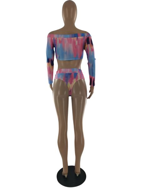 Split sexy gradient strappy bikini swimsuit S6290