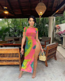 Tie-dye irregular sexy dress MN1093