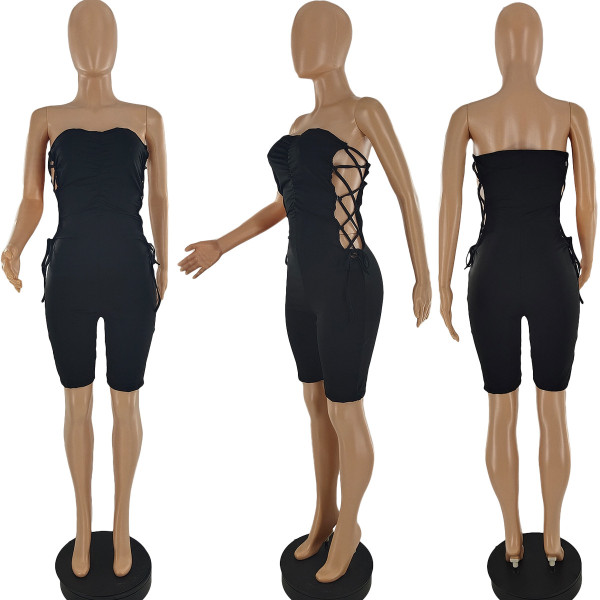 Fashion casual pleated strappy jumpsuit S946