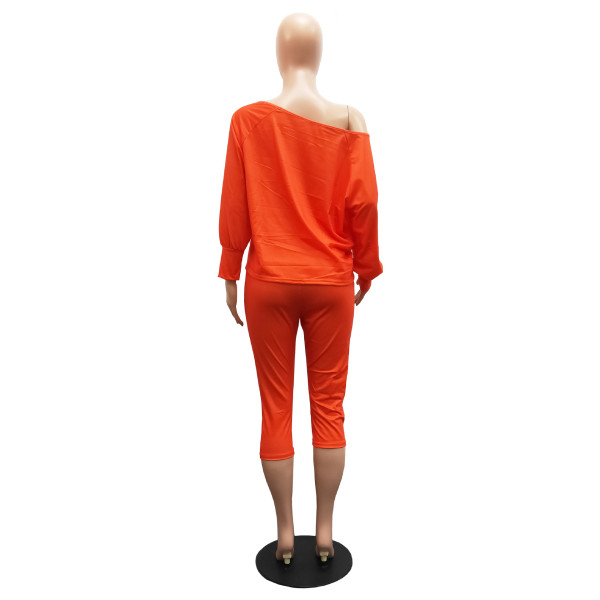 Sloping shoulder loose plus size women's fashion casual suit two-piece suit H1649