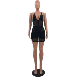 Fashion casual sexy mesh two-piece skirt suit Y8085