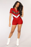 Sport leopard print stitching shorts jumpsuit LSN7105