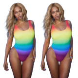Sexy gradient one-piece swimsuit Q5089