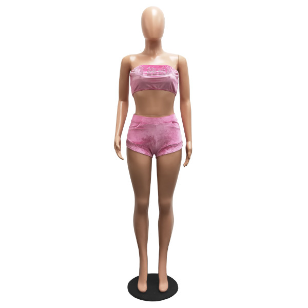 Letter hot diamond shorts yoga pants suit two-piece suit H1652