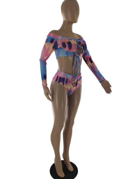 Split sexy gradient strappy bikini swimsuit S6290