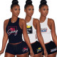 Street style printed tank top shorts sports suit two-piece suit H1650