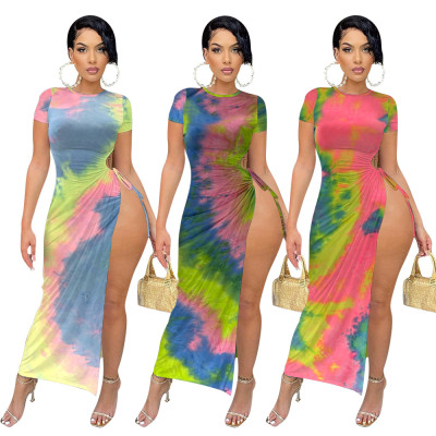 Tie-dye irregular sexy dress MN1093