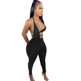 Sexy tight-fitting solid color tie jumpsuit MN88806
