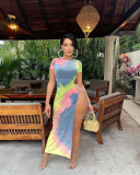 Tie-dye irregular sexy dress MN1093