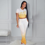 Two-piece pleated pants with gradient bronzing letters MN88807