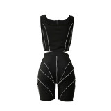 Fashion splicing sling sports and leisure suit CM2141