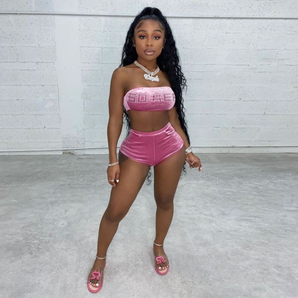 Letter hot diamond shorts yoga pants suit two-piece suit H1652