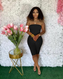 Solid color skinny sexy breast wrap jumpsuit MN88809