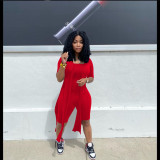 Irregular jacket + jumpsuit two-piece suit casual sexy solid color MN1092