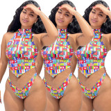 Sexy printed two-piece bikini PQ8648