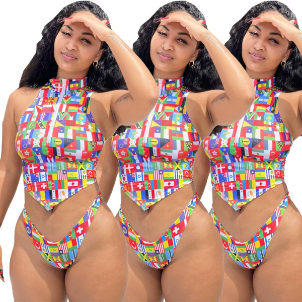 Sexy printed two-piece bikini PQ8648