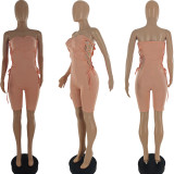 Fashion casual pleated strappy jumpsuit S946
