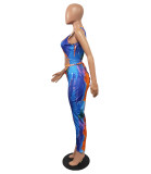 Fashion tie-dye wrap chest sexy jumpsuit women's clothing H1642