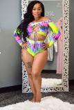 Split sexy gradient strappy bikini swimsuit S6290