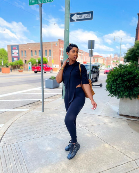 Casual solid color personalized blouse hooded trousers tight-fitting sexy two-piece suit MN88802