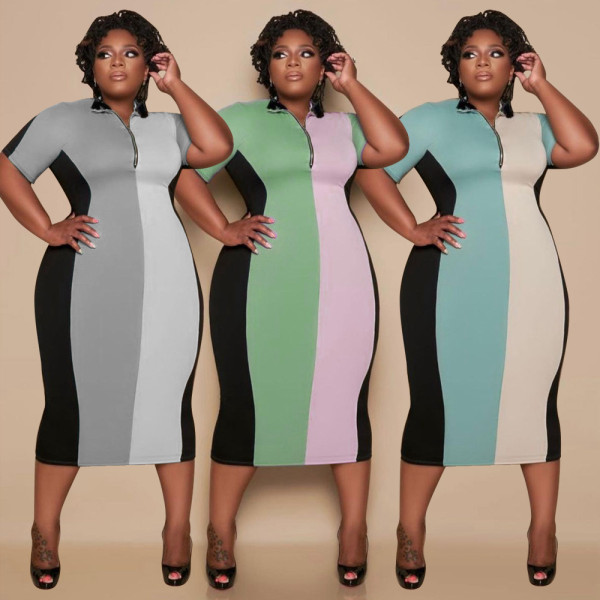 Fashion stitching dress S6287