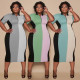 Fashion stitching dress S6287