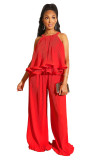 Women summer casual strapless sling solid color two-piece suit L0273