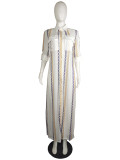 Sexy see-through mesh breathable casual sunscreen shirt short-sleeved dress L0344