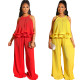Women summer casual strapless sling solid color two-piece suit L0273