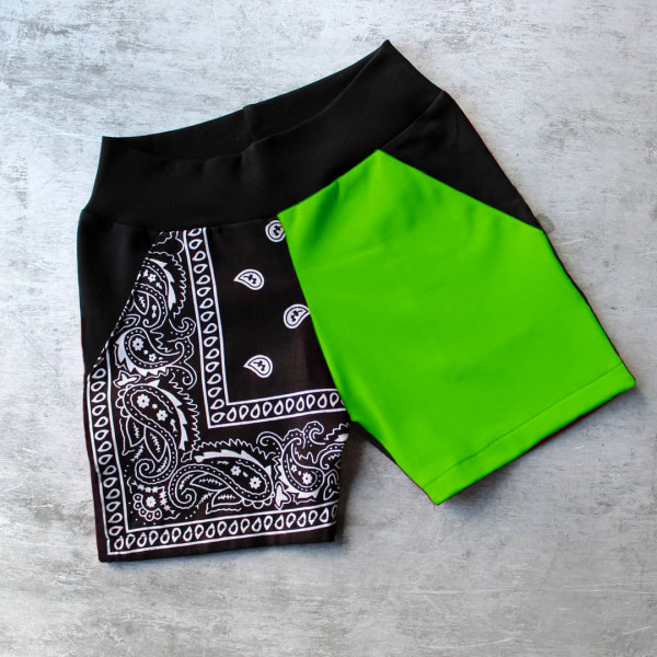 Patchwork cashew flower casual sports beach shorts women F145
