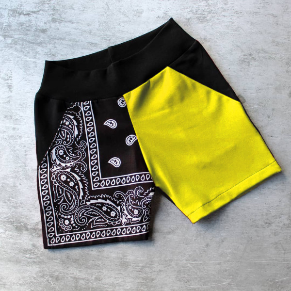 Patchwork cashew flower casual sports beach shorts women F145