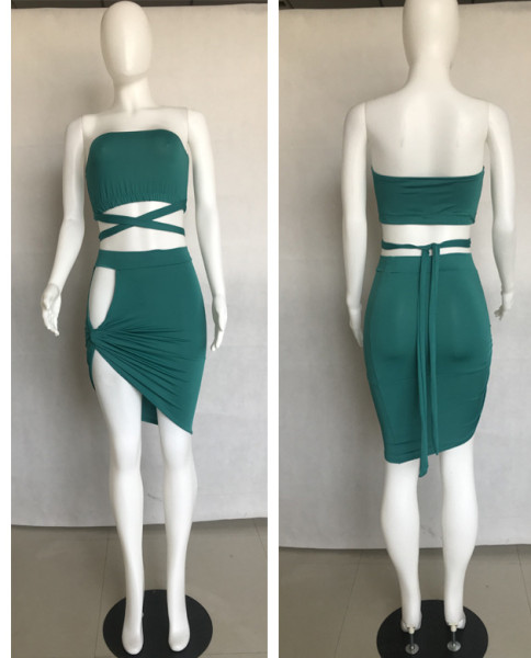 Women's sexy tube top strap dress two-piece suit L0175