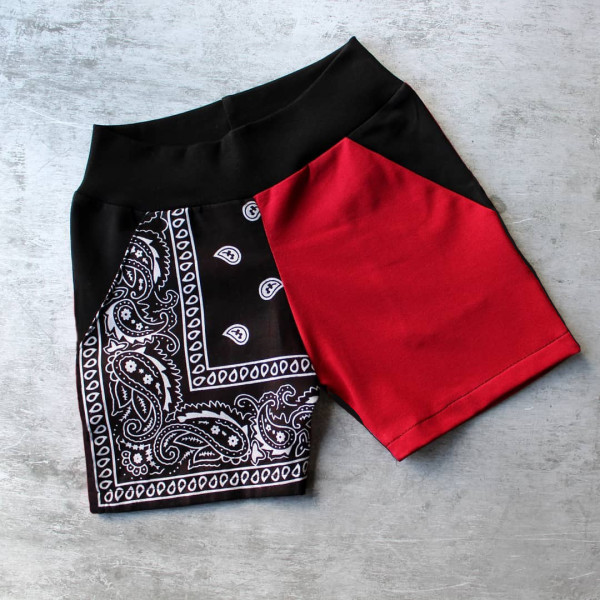Patchwork cashew flower casual sports beach shorts women F145